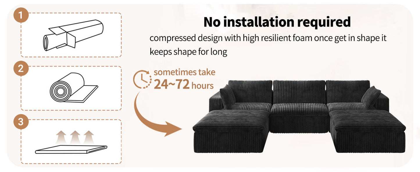Dylan U Shape Sofa | Luxury Large Modern Sectional Sofa | Spacious Family Living Room U-Shape Couch
