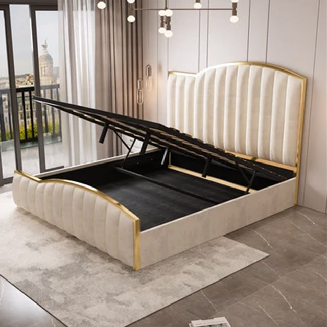 Luxury Golden Wave Bed – Premium Designer Frame with Elegant Metallic Finish