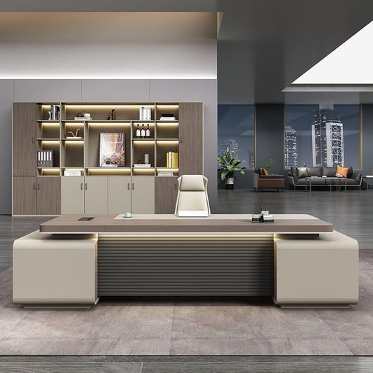 Large L-Shaped Executive Desk with Storage & Password Lock – Modern Home Office