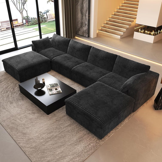 Dylan U Shape Sofa | Luxury Large Modern Sectional Sofa | Spacious Family Living Room U-Shape Couch