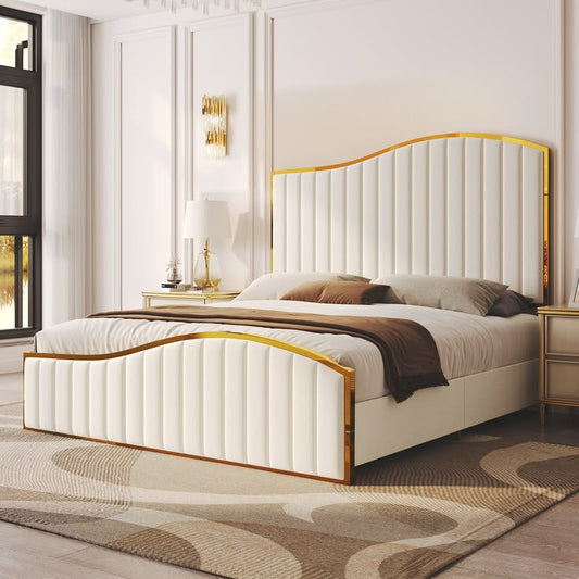 Luxury Golden Wave Bed – Premium Designer Frame with Elegant Metallic Finish
