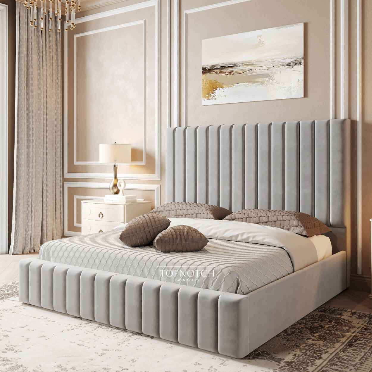 Luxury Ottoman Divan Panel Wing Bed with Storage – Modern Upholstered Frame