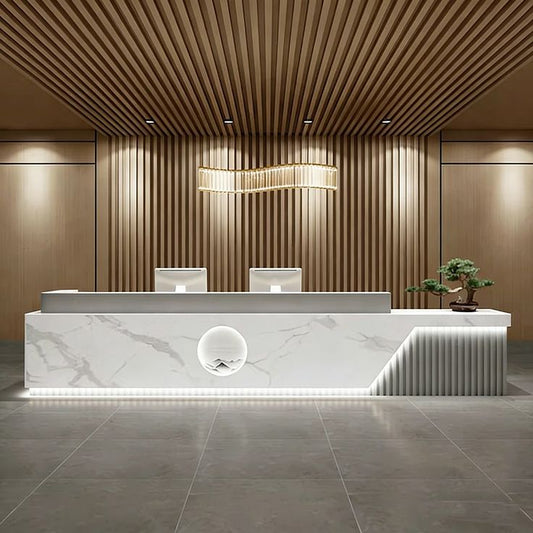 Genuine Marble Stone Hotel Reception Desk | Luxury Front Counter with Natural Marble Finish & Premium Design