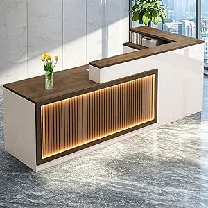 Guileb L-Shaped Reception Desk | Modern Front Office Counter with Storage & Professional Design