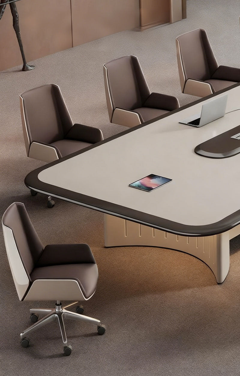 Modern Conference Table with LED Lighting & Cable Management | Luxury Executive Meeting Table for Boardroom