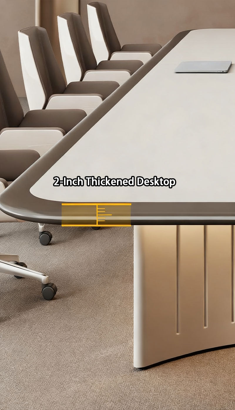 Modern Conference Table with LED Lighting & Cable Management | Luxury Executive Meeting Table for Boardroom