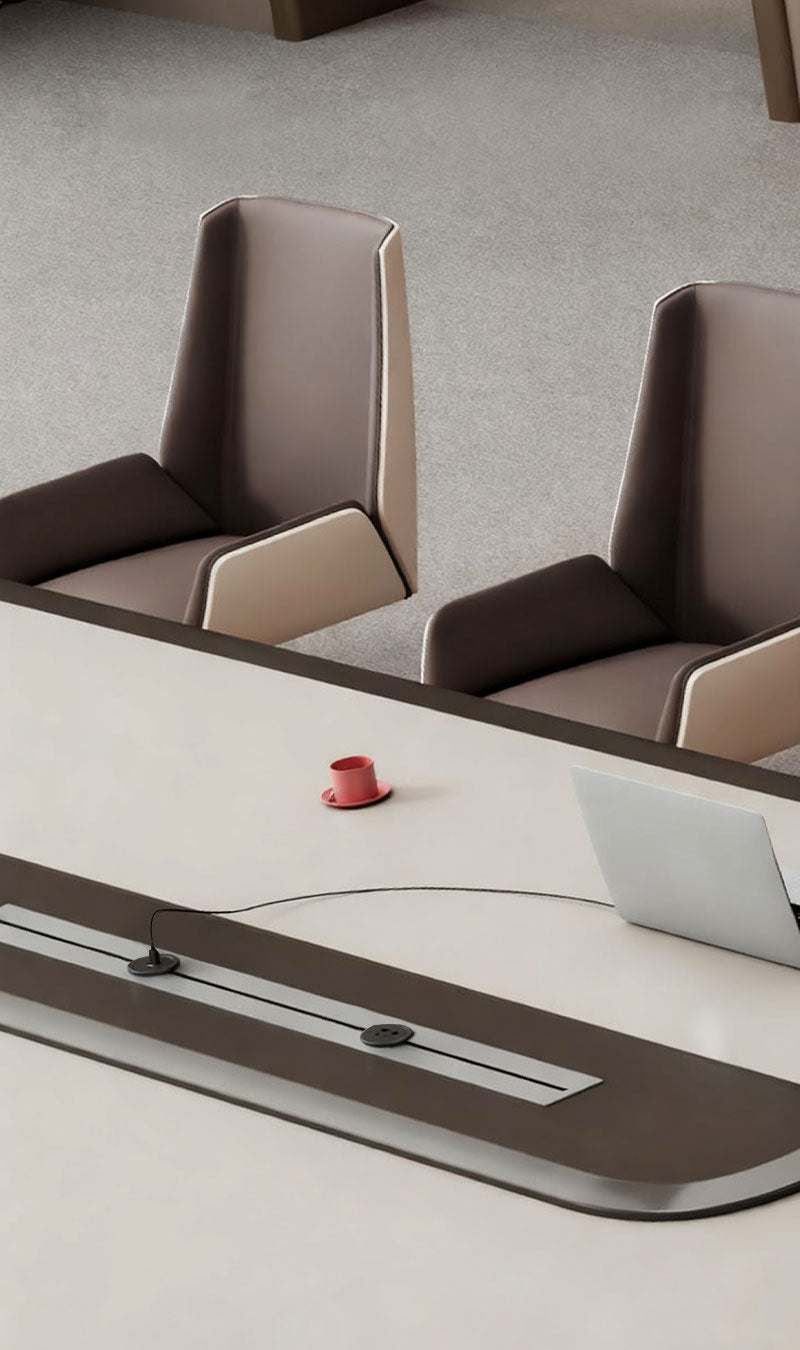 Modern Conference Table with LED Lighting & Cable Management | Luxury Executive Meeting Table for Boardroom