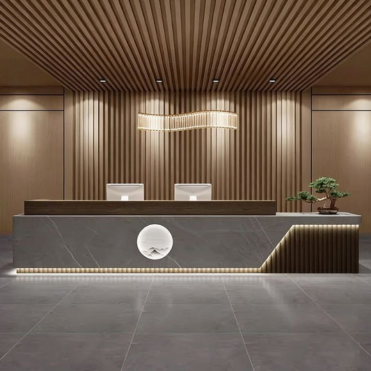 Genuine Marble Stone Hotel Reception Desk | Luxury Front Counter with Natural Marble Finish & Premium Design
