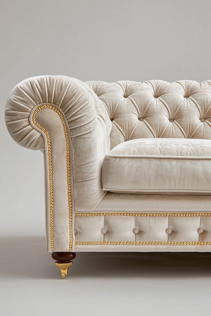 Chesterfield Sofa | Luxury Classic Button-Tufted Sofa | Elegant Vintage Style Living Room Couch