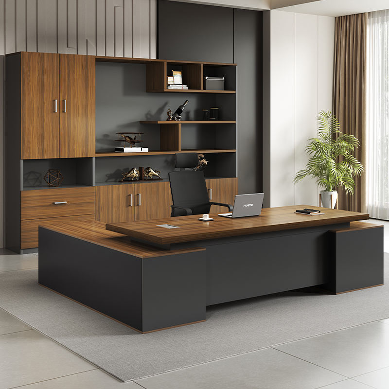 L-Shape Industrial Style Executive Office Desk | Modern Corner CEO Furniture with Durable Metal Frame & Wooden Top