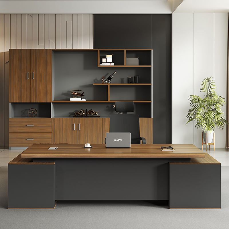 L-Shape Industrial Style Executive Office Desk | Modern Corner CEO Furniture with Durable Metal Frame & Wooden Top