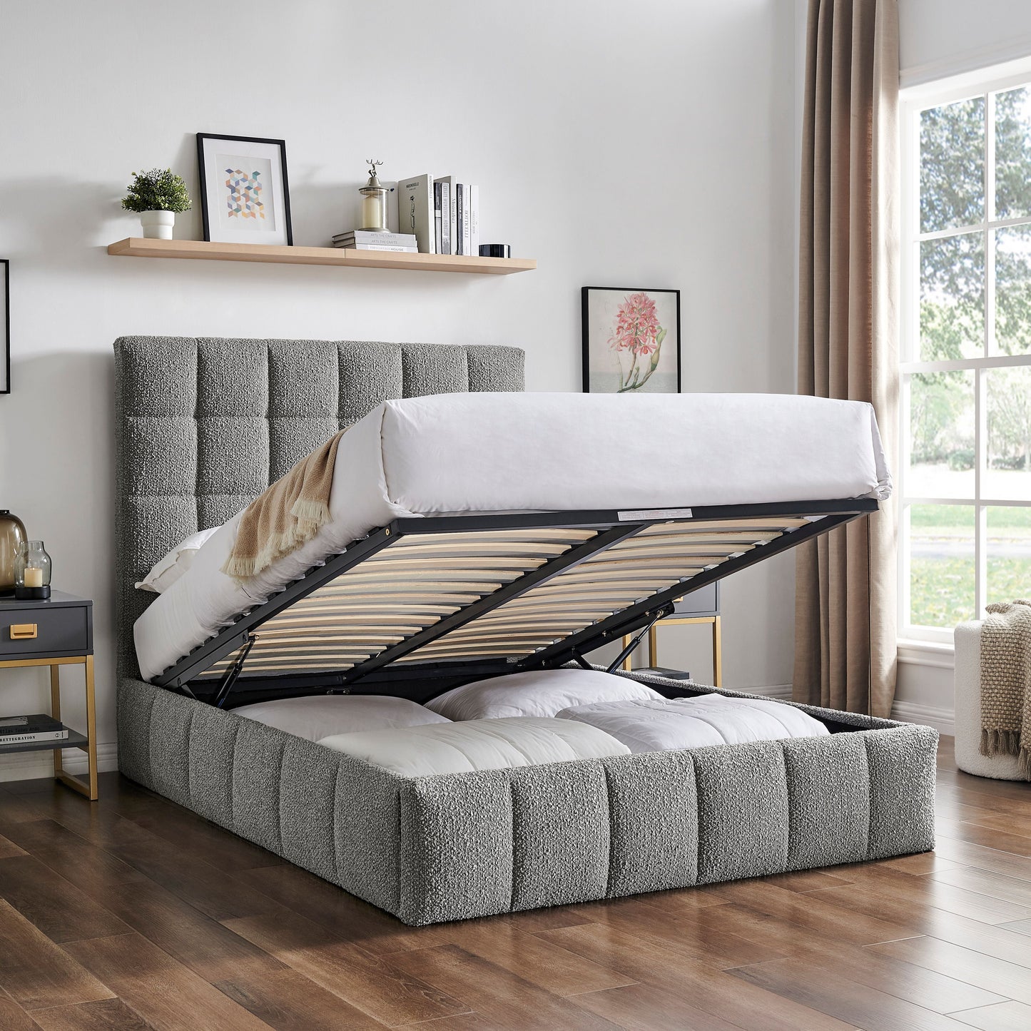 Modern Ottoman Divan Cube Bed with Storage – Stylish Upholstered Frame