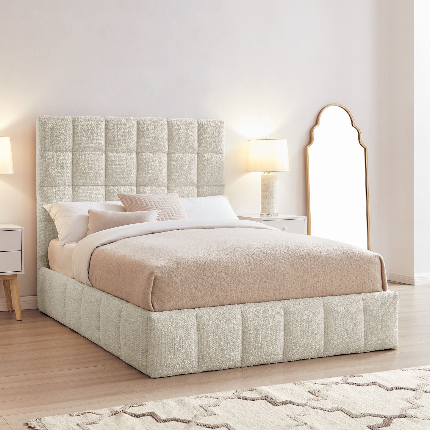 Modern Ottoman Divan Cube Bed with Storage – Stylish Upholstered Frame
